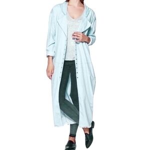 One Teaspoon Le Hustle Denim Jean Chambray Duster Trench Coat Jacket Size S